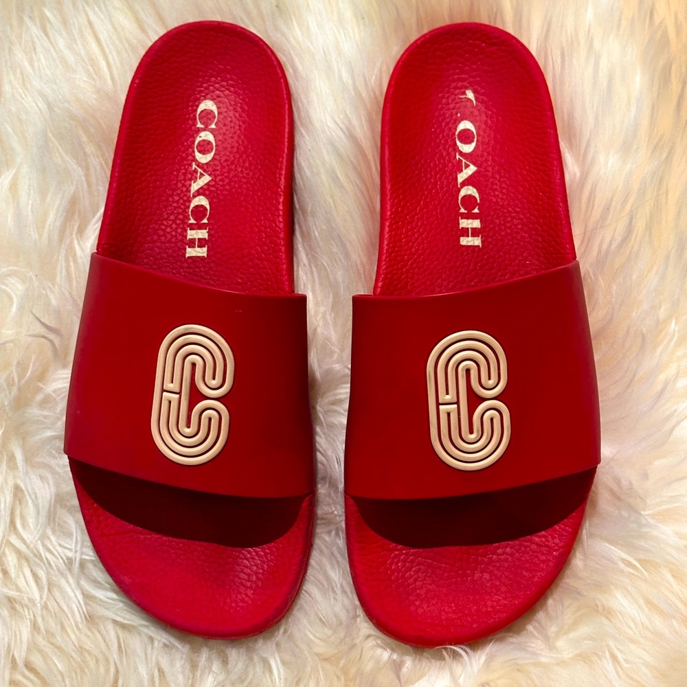 Red Coach Slides Size 9 Men’s